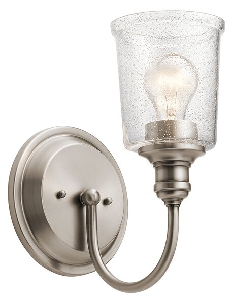 Applique Contemporanea Waverly Acciaio Peltro Classico Vetro 1 Luce E27