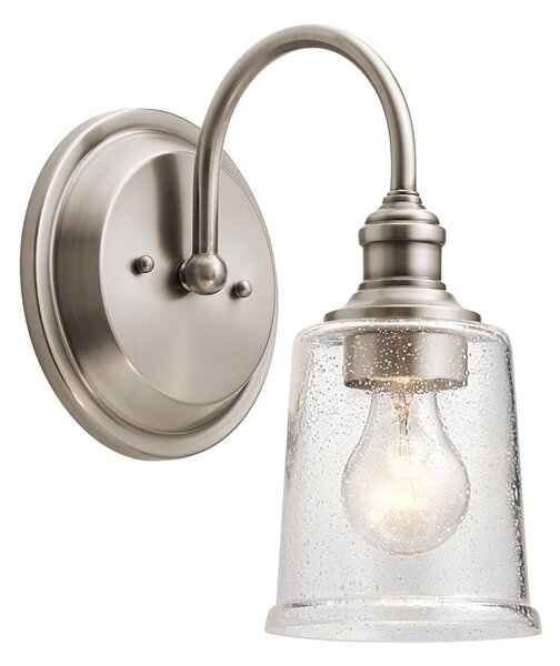 Applique Contemporanea Waverly Acciaio Peltro Classico Vetro 1 Luce E27