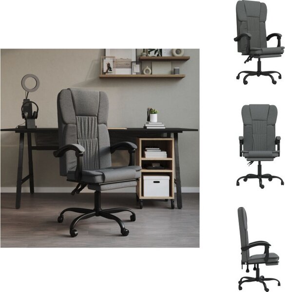 VidaXL Sedia da ufficio con funzione reclinabile in tessuto grigio scuro - Sedie da ufficio