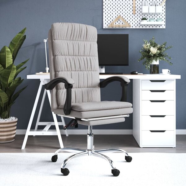 The Living Store Sedia da ufficio con funzione reclinabile Tessuto Taupe