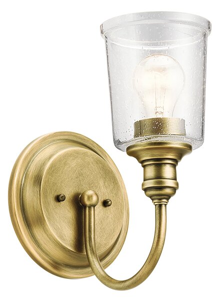 Applique Contemporanea Waverly Acciaio Ottone Naturale Vetro 1 Luce E27