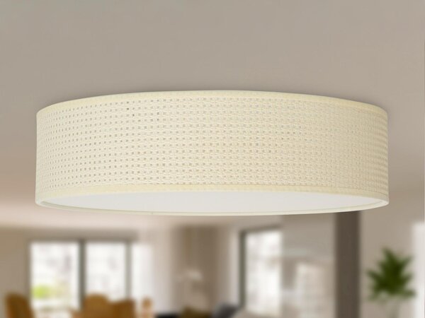 Plafoniera LED rotonda con paralume in tessuto di rattan - Plafoniere da cucina dimmerabili