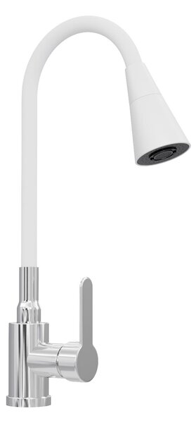 Rubinetto da cucina Rubinetto acqua Miscelatore da cucina Flessibile 2 tipi di getto Bianco 10906