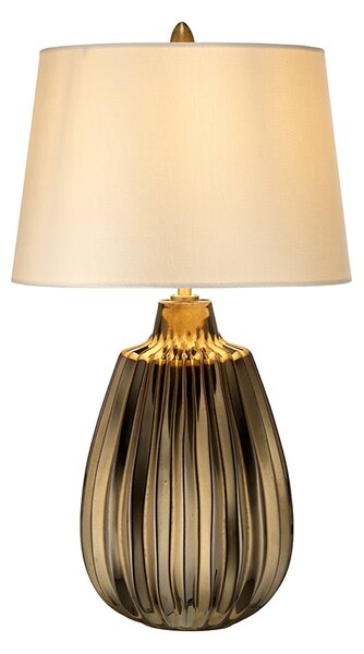 Lampada Da Scrivania Contemporanea Newham Ceramica Bronzo Bianco 1 Luce E27