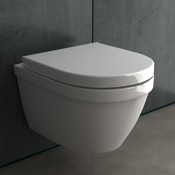 WC in Vetroceramica moderna Alpenberger | WC sospeso senza brida | WC a parete con scarico profondo e rivestimento nano | Sedile WC con chiusura ammortizzata Softclose | Vaso WC compatibile con Geberit
