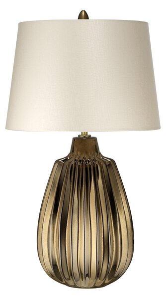 Lampada Da Scrivania Contemporanea Newham Ceramica Bronzo Bianco 1 Luce E27