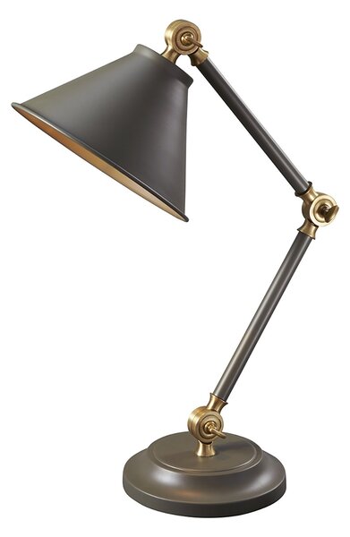 Lampada Da Scrivania Industrial Provence Acciaio Grigio Ottone Antico 1 Luce E27