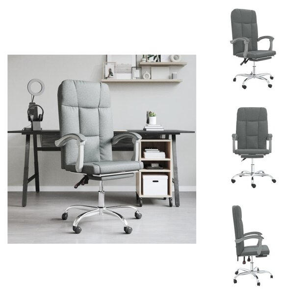 VidaXL Sedia da ufficio con funzione reclinabile in tessuto grigio scuro - Sedie da ufficio