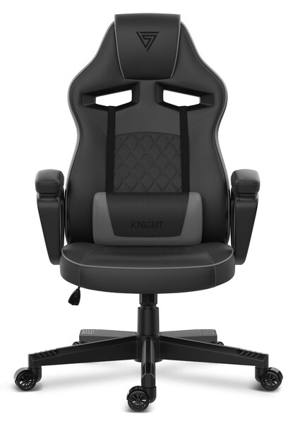 SENSE7 Knight Sedia da gioco ergonomica nera - Sedia da scrivania per PC Sedia da gaming Sedia da corsa per computer Gamer Ufficio Funzione oscillante fino a 120 kg
