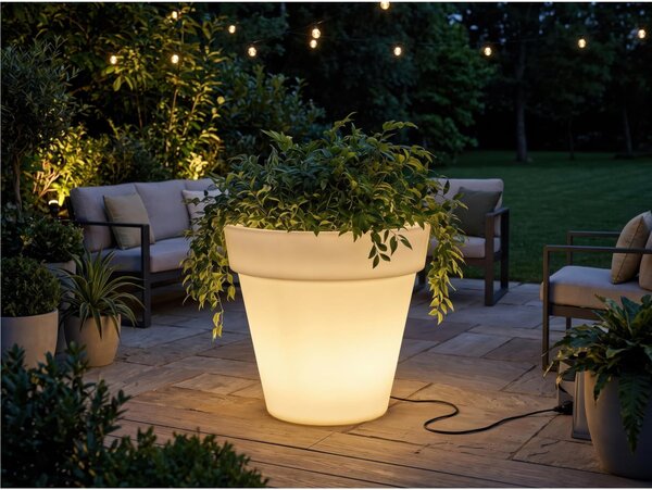 Cache-Pot CON Luce in Polietilene TONDO ARIA dimensioni 80x80xh 75 cm adatto interno esterno colore trasparente