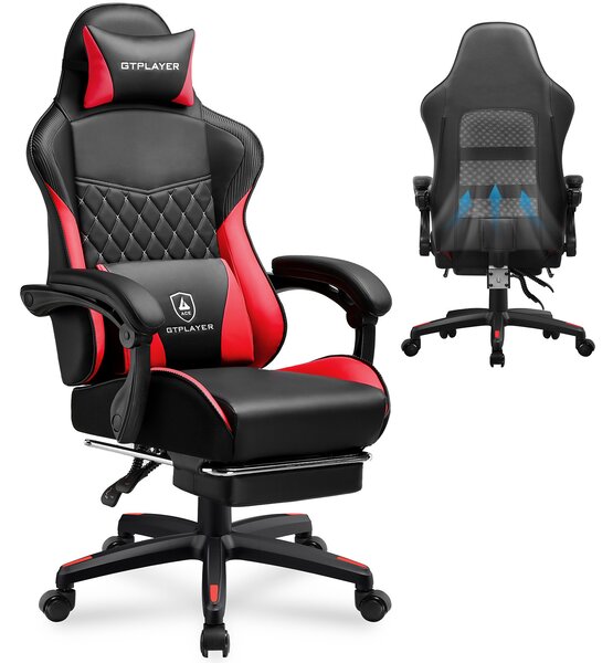 GTPLAYER Sedia da gioco, sedia da gioco, sedia da ufficio ergonomica regolabile in altezza, pratica per l'inverno e l'estate, con doppio schienale con poggiapiedi