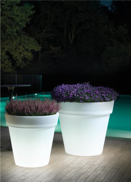 Cache-Pot CON Luce in Polietilene TONDO ARIA dimensioni 80x80xh 75 cm adatto interno esterno colore trasparente