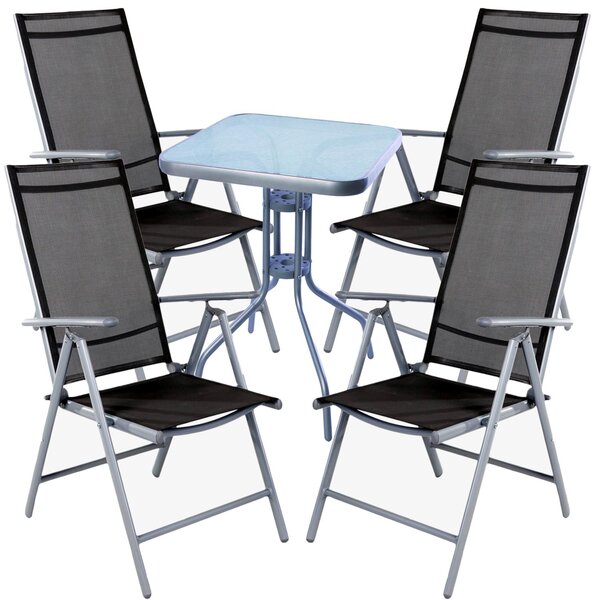 Set da bistrot, composto da 5 pezzi, colore argento/antracite
