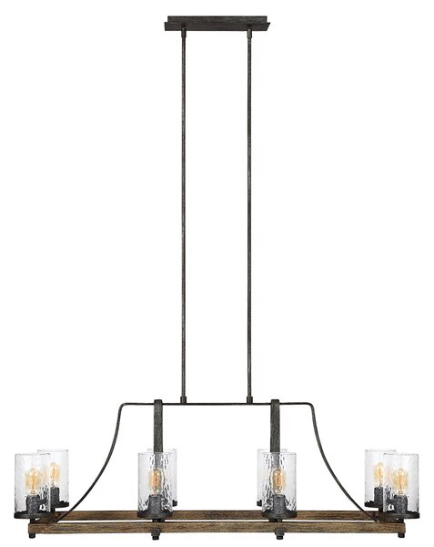 Lampadario Industrial Angelo Acciaio Anticato Metallo Vetro Grigio 8 Luci E27