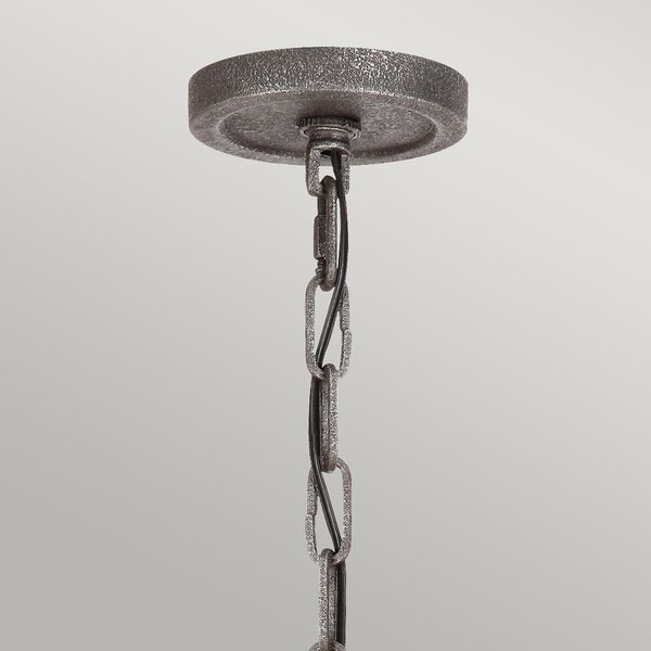 Lampadario Industrial Angelo Acciaio Anticato Metallo Vetro Grigio 9 Luci E27