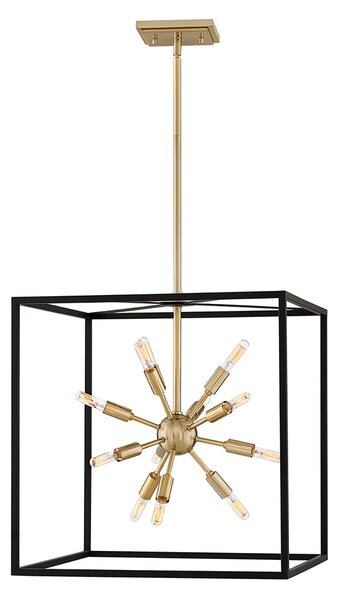 Lampadario Industrial Nordico Aros Acciaio Nero Ottone 12 Luci E14