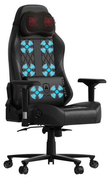 GTPLAYER sedia da gioco con massaggio, sedia da gioco con poggiapiedi con cuscino a molla, poltrona da gioco ergonomica sedia da ufficio 4D braccioli, sedia per PC nera