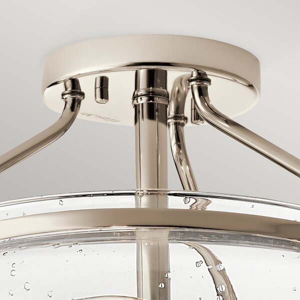 Lampada A Soffitto Contemporanea Belle Acciaio Nichel Lucido Vetro 3 Luci E14