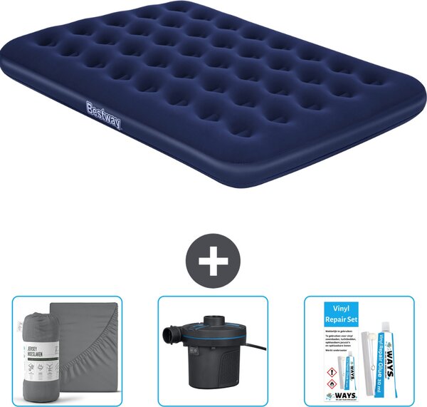 Materasso gonfiabile Bestway - Letto francese - 137 x 191 x 22 cm - Blu - Accessori inclusi