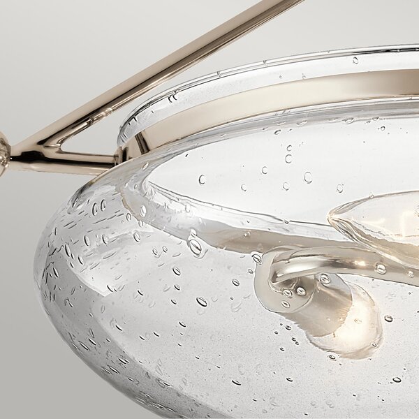 Lampada A Soffitto Contemporanea Belle Acciaio Nichel Lucido Vetro 3 Luci E14