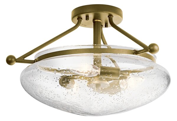 Lampada A Soffitto Contemporanea Belle Acciaio Ottone Spazzolato Vetro 3 Luci E14
