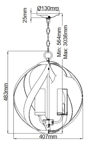 Lampadario Per Esterno Nordico Blacksmith Acciaio Nero Antico Vetro 3 Luci E14