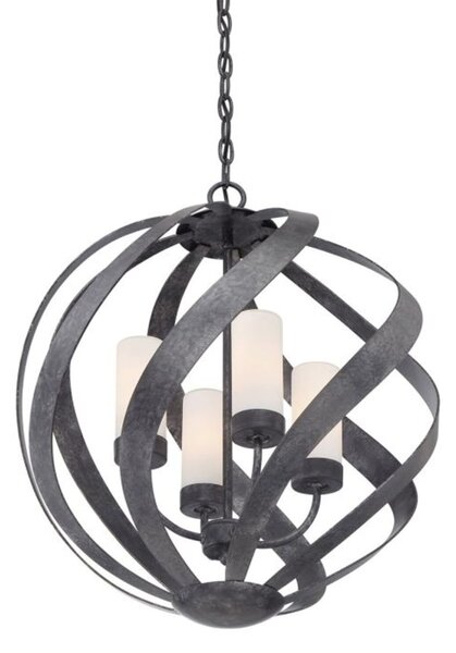 Lampadario Per Esterno Nordico Blacksmith Acciaio Nero Antico Vetro 4 Luci E14