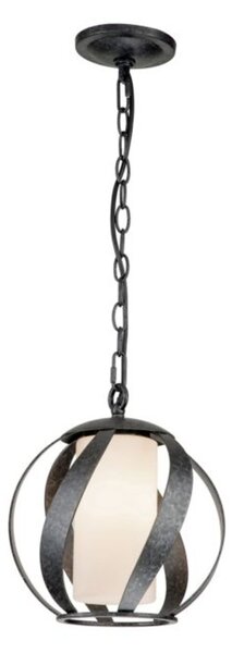 Lampadario Per Esterno Nordico Blacksmith Acciaio Nero Antico Vetro 1 Luce E27