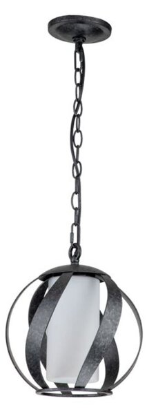 Lampadario Per Esterno Nordico Blacksmith Acciaio Nero Antico Vetro 1 Luce E27