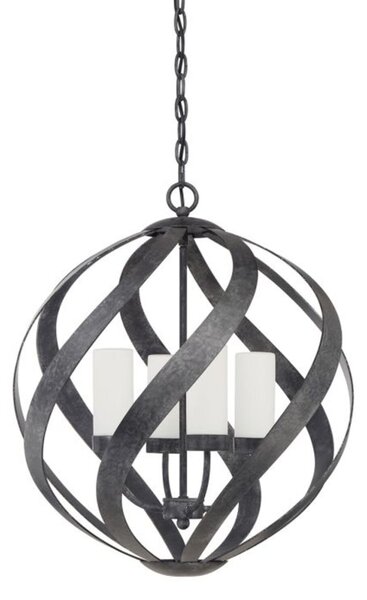 Lampadario Per Esterno Nordico Blacksmith Acciaio Nero Antico Vetro 4 Luci E14