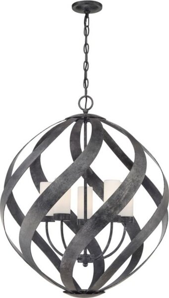 Lampadario Per Esterno Nordico Blacksmith Acciaio Nero Antico Vetro 5 Luci E14