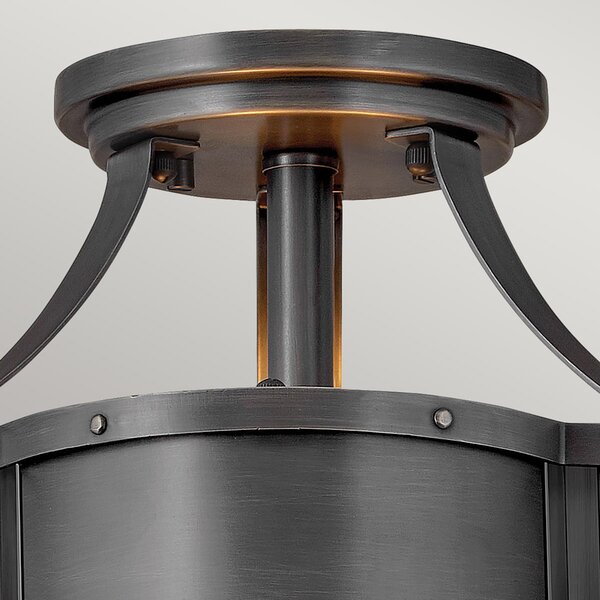 Lampada A Soffitto Contemporanea Chance Acciaio Ottone Annerito Vetro 2 Luci E27