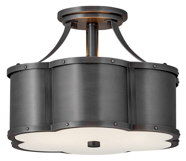 Lampada A Soffitto Contemporanea Chance Acciaio Ottone Annerito Vetro 2 Luci E27