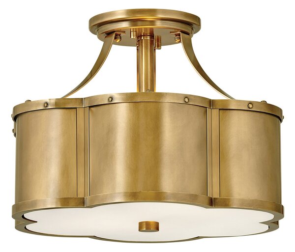 Lampada A Soffitto Contemporanea Chance Acciaio Ottone Antico Vetro 2 Luci E27