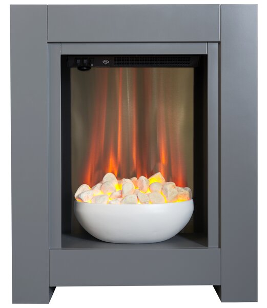 Set camino Adam Monet in grigio con caminetto elettrico