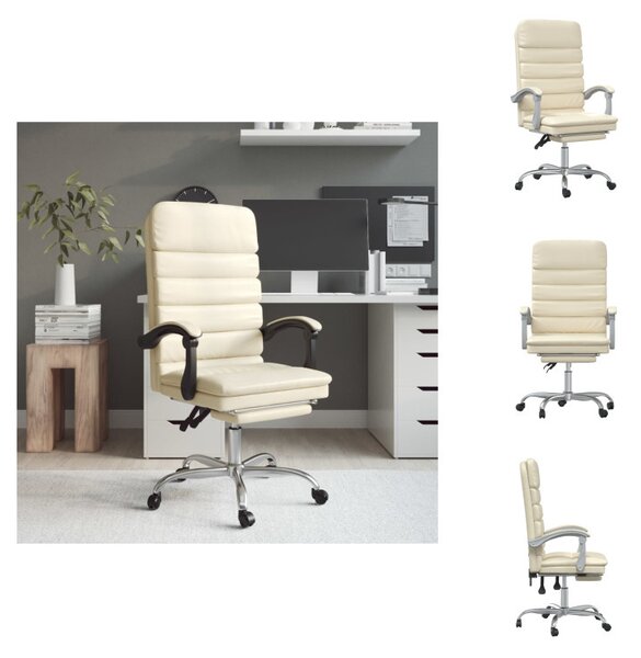 VidaXL Sedia da ufficio con funzione massaggio in Pelle finta crema - Sedie da ufficio