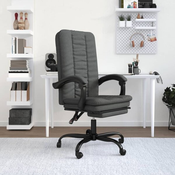 The Living Store Sedia da ufficio con funzione reclinabile in tessuto grigio scuro