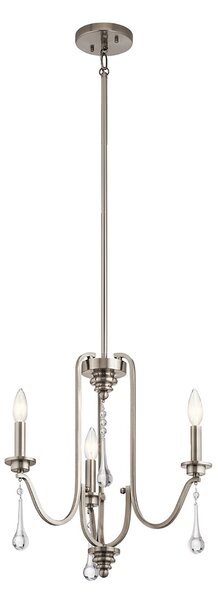 Lampadario Classico Karlee Acciaio Peltro Classico Cristallo 3 Luci E14