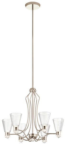 Lampadario Classico Kayva Acciaio Nichel Lucido Vetro Led 36W 3000K 2375Lm
