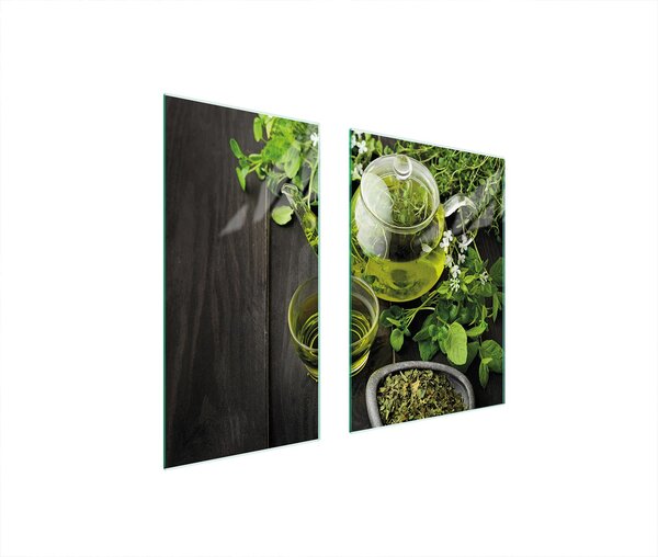 Piastre copri fornelli 2 pezzi 75x52 Copri piano cottura in Vetroceramica tagliere in vetro legno verde
