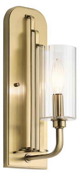 Applique Contemporanea Kimrose Acciaio Ottone Spazzolato Vetro 1 Luce E14
