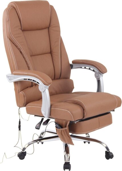Sedia massaggiante ergonomica - sedia da ufficio - con funzione massaggio e poggiapiedi regolabile | Colore: marrone chiaro
