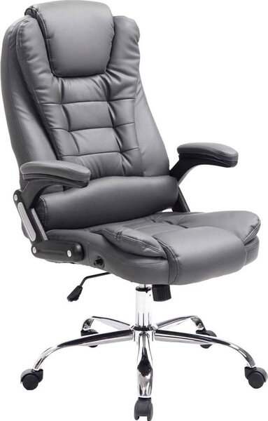 Sedia da ufficio - Sedia da ufficio ergonomica - Rivestimento in Pelle finta, altezza del sedile regolabile. Colore: Grigio