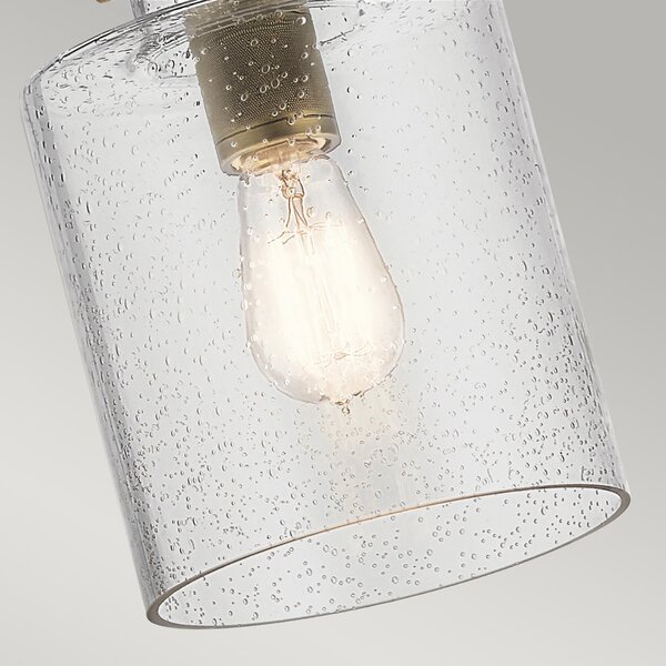 Sospensione Industrial Nordico Kitner Acciaio Ottone Vetro 1 Luce E27