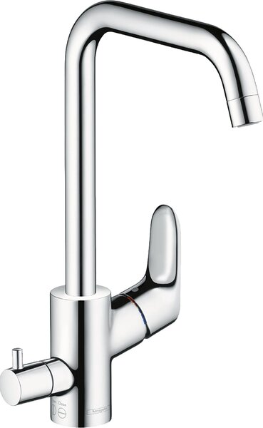 Hansgrohe Focus miscelatore lavello cromo bocca alta girevole e valvola di arresto apparecchio
