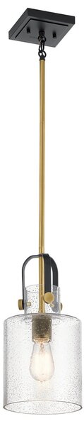 Sospensione Industrial Nordico Kitner Acciaio Ottone Vetro 1 Luce E27
