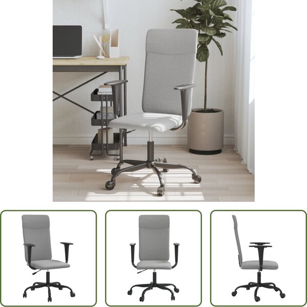The Living Store Sedia da ufficio regolabile in altezza in tessuto grigio chiaro