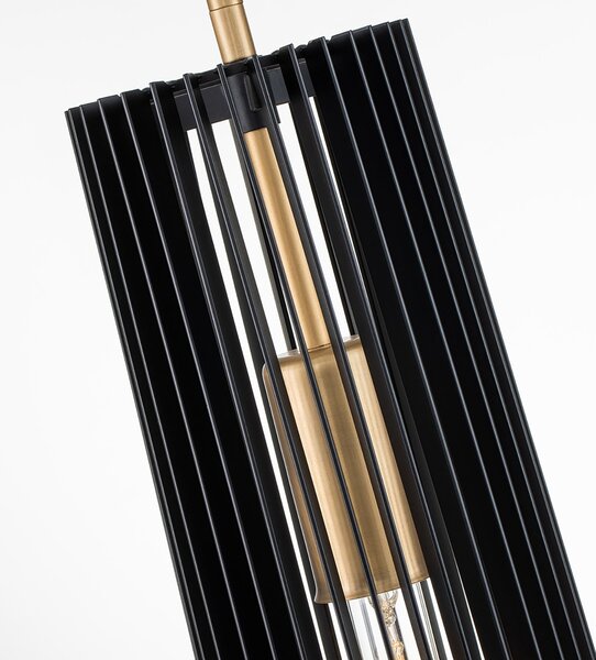 Sospensione Contemporanea Linara Acciaio Nero Ottone Naturale Ottone 1 Luce E27