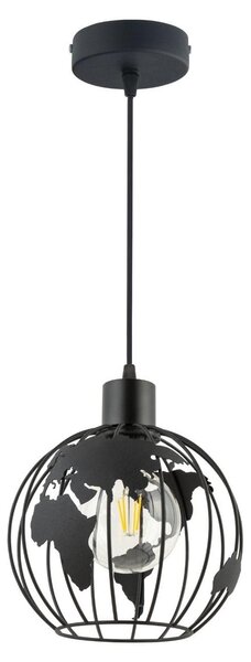 KAR-LIGHTING Lampada a sospensione a 1 luce, nera, in metallo – altezza regolabile, attacco E27, ideale per sala da pranzo, soggiorno e cucina, include accessori per il montaggio, altezza: 90 cm
