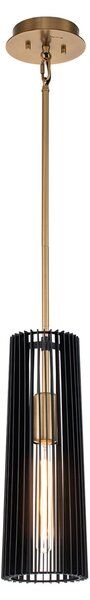 Sospensione Contemporanea Linara Acciaio Nero Ottone Naturale Ottone 1 Luce E27